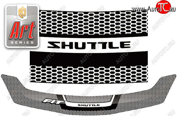 2 159 р. Дефлектор капота CA-Plastic  Honda Fit Shuttle  1 GP2,GG7,GG8 (2011-2013) дорестайлинг (серия ART графит)  с доставкой в г. Керчь