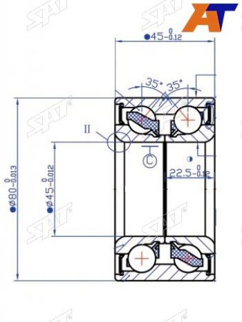 1 299 р. Подшипник перед ступицызадней VW TRANSPORTER 90- SAT ST-7D0498625  с доставкой в г. Керчь. Увеличить фотографию 2