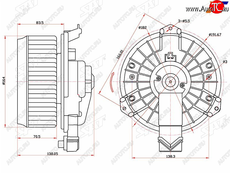 2 789 р. Мотор отопителя салона Honda Civic 05-12  Civic USA 05-08  Jeep Wrangler 06-18 SAT ST-79310-SNK-K01  с доставкой в г. Керчь