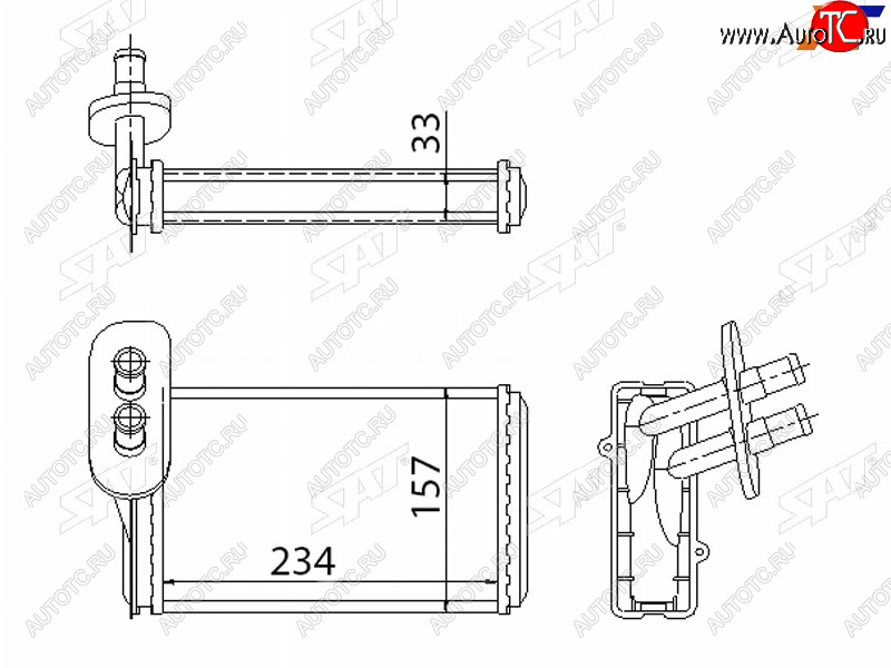 1 299 р. Радиатор отопителя салона AUDI A3 96-98SKODA OCTAVIA 98-98VOLKSWAGEN GOLF 91-98 (трубчатый) SAT ST-87-0022  с доставкой в г. Керчь