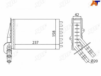 1 239 р. Радиатор отопителя салона  RENAULT CLIO 98-CLIO SYMBOL 01-CLIO 01-(трубчатый) SAT ST-87-0035  с доставкой в г. Керчь. Увеличить фотографию 3