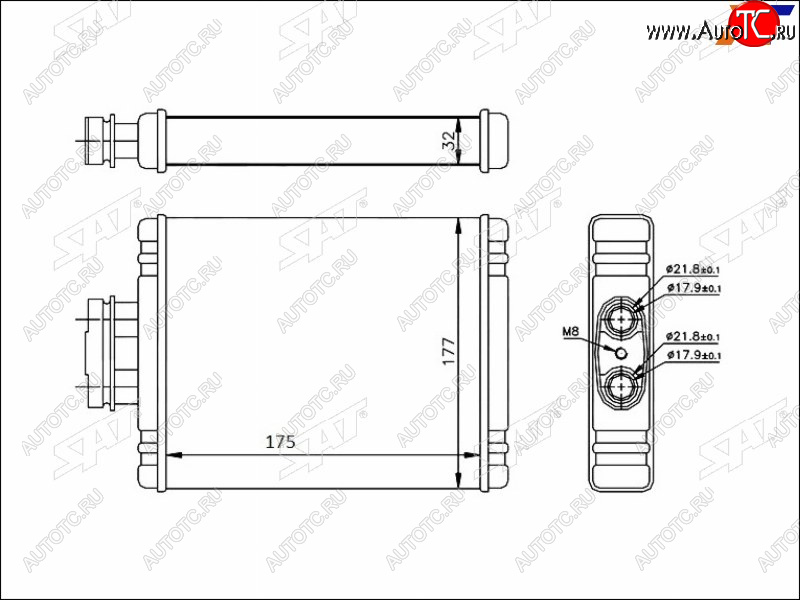 1 169 р. Радиатор отопителя салона  AUDI A1 10-SKODA FABIA 99-ROOMSTER 06-VOLKSWAGEN FOX 05-POLO 01-POLO SAT ST-87-0027  с доставкой в г. Керчь