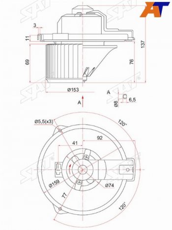 3 699 р. Мотор отопителя салона Mitsubishi Pajero 91-00  Toyota RAV4 (XA10) 94-00  Vitz 99-05  4Runner 89- SAT ST-87103-42020  с доставкой в г. Керчь. Увеличить фотографию 1