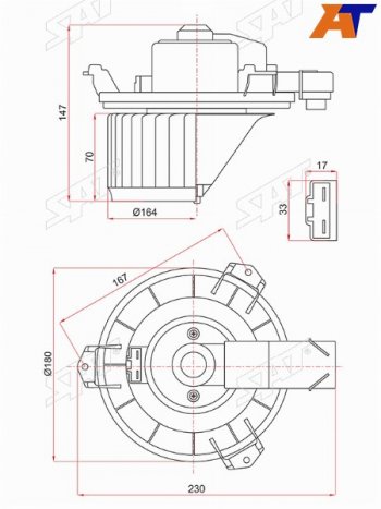 2 789 р. Мотор отопителя салона Ford Mondeo 14-19  Toyota Land Cruiser Prado (J120) 02-09  Lexus GX 02-09  SAT ST-87103-35060  с доставкой в г. Керчь. Увеличить фотографию 2