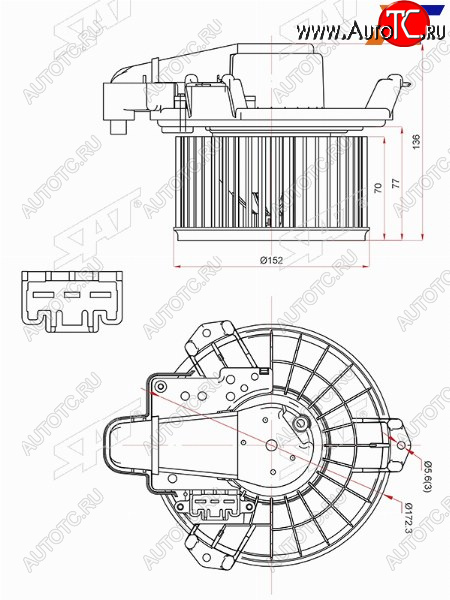 8 349 р. Мотор отопителя салона TOYOTA AURIS 06-/BLADE 06-12/COROLLA 12-/RAV4 05-18/MARK X 07-13/SAI 09-18(RH SAT ST-87103-42070, st8710342070 SAT ST-87103-42070  с доставкой в г. Керчь
