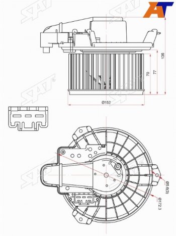 8 349 р. Мотор отопителя салона TOYOTA AURIS 06-/BLADE 06-12/COROLLA 12-/RAV4 05-18/MARK X 07-13/SAI 09-18(RH SAT ST-87103-42070, st8710342070 SAT ST-87103-42070  с доставкой в г. Керчь. Увеличить фотографию 3