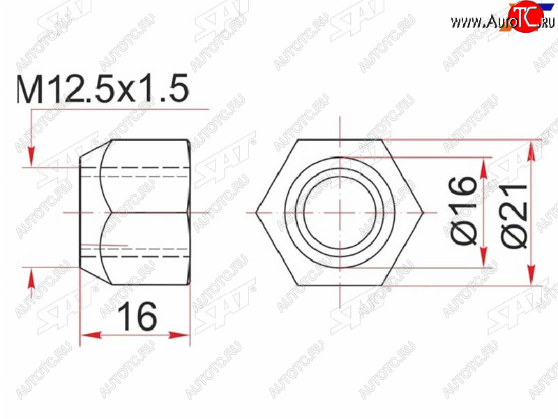 49 р. Гайка колесная открытая конус TOYOTAMAZDAMITSUBISHIKIAHYUNDAIVOLVOGEELY COOLRAY (SX11) 19- SAT ST-90049-11036  с доставкой в г. Керчь