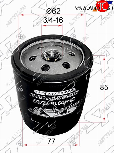 189 р. Фильтр масляный TOYOTA 1GFE,#JZ#,1,2MZFE 92- SAT ST-90915-YZZD2  с доставкой в г. Керчь
