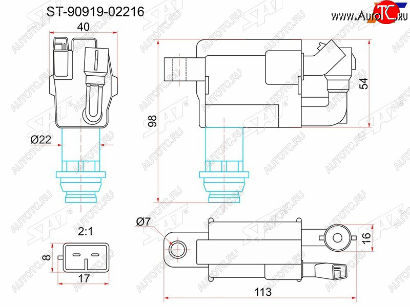 1 479 р. Катушка зажигания TOYOTA 1JZ#2JZGE JZX10# 96-001JZ# JZX11# 00-2JZGE JCE1# 01-1JZGE2JZGE JCG1# 9 SAT ST-90919-02216  с доставкой в г. Керчь