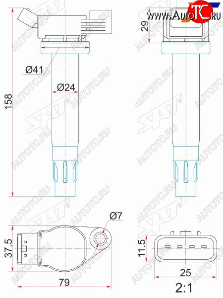 1 399 р. Катушка зажигания TOYOTA KLUGERHIGLANDER MCU2#RX300330350 MCU3# 03- 3MZ-FE SAT ST-90919-02246  с доставкой в г. Керчь