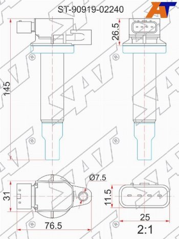 Катушка зажигания TOYOTA 1SZ1-2NZ-FE 99- SAT ST-90919-02240
