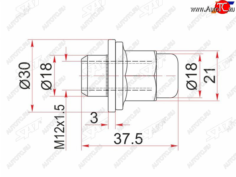 160 р. Гайка колесная закрытая чёрная TOYOTA HILUXLAND CRUISER PRADOTACOMAWILL VS SAT ST-90942-01077  с доставкой в г. Керчь