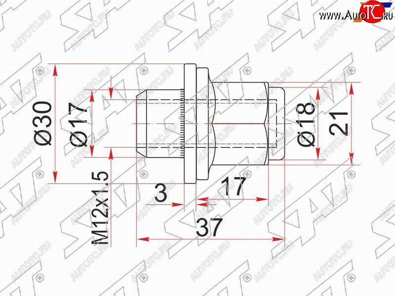 239 р. Гайка колесная хром закрытая HYUNDAIKIALEXUSMITSUBISHITOYOTA SAT ST-90942-01033  с доставкой в г. Керчь