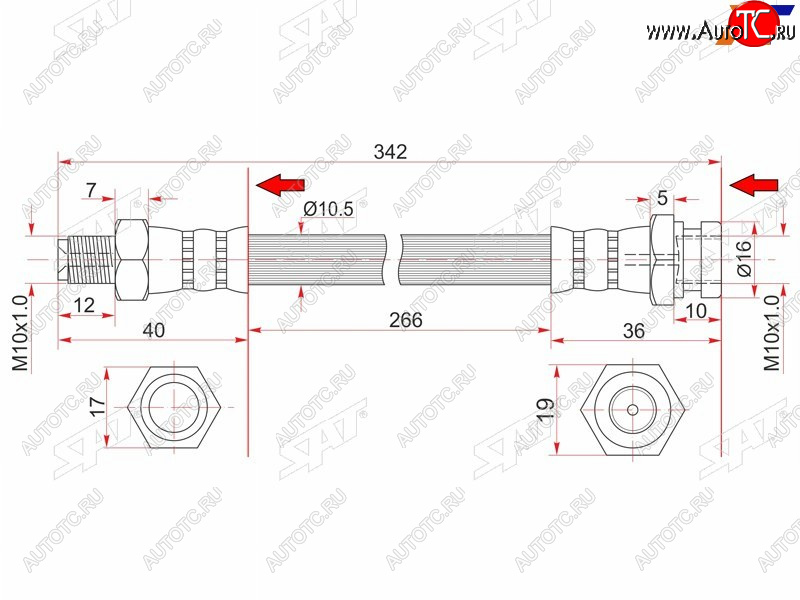 899 р. Шланг тормозной передний (Таиланд) RH SAT  Mitsubishi Fuso Canter (2000-2025)  с доставкой в г. Керчь