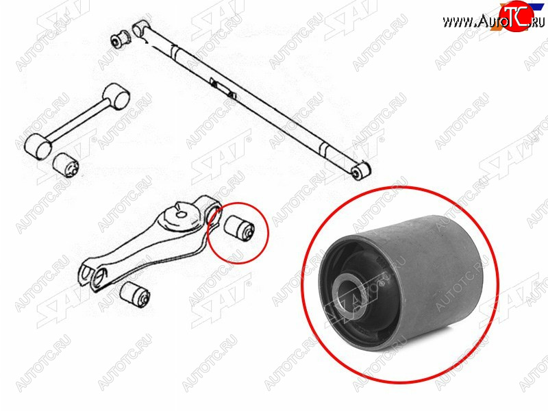 599 р. Сайлентблок Mitsubishi Delica 94-07  Pajero 91-06  Hyundai H1 97-07  Starex 97-07 SAT ST-MB-951814  с доставкой в г. Керчь