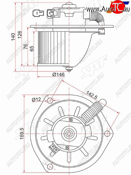 4 199 р. Мотор отопителя салона Hino Dutro 02-11  Mitsubishi Fuso Canter FE5 93-02  Fuso Canter FE6 93-02  SAT ST-MC140941  с доставкой в г. Керчь