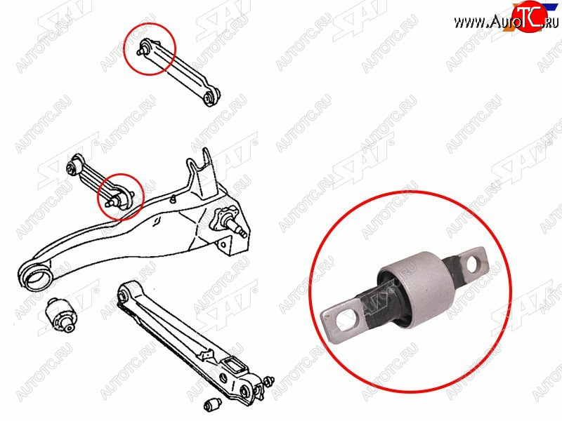 399 р. Сайлентблок Mitsubishi Lancer 95-01  Carisma 95-05  Space Star 98-05  Volvo S40 95-04  V40 95-04 SAT ST-MR102014  с доставкой в г. Керчь