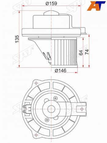 3 699 р. Мотор отопителя салона Mitsubishi Pajero Sport 96-08  Challenger 96-99 SAT ST-MR315962  с доставкой в г. Керчь. Увеличить фотографию 2