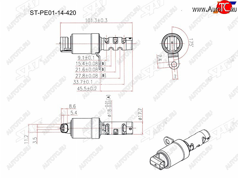 1 799 р. Клапан изменения фаз ГРМ MAZDA CX-5 11- MAZDA 2 14- MAZDA 3 13- MAZDA 6 12- SAT ST-PE01-14-420  с доставкой в г. Керчь