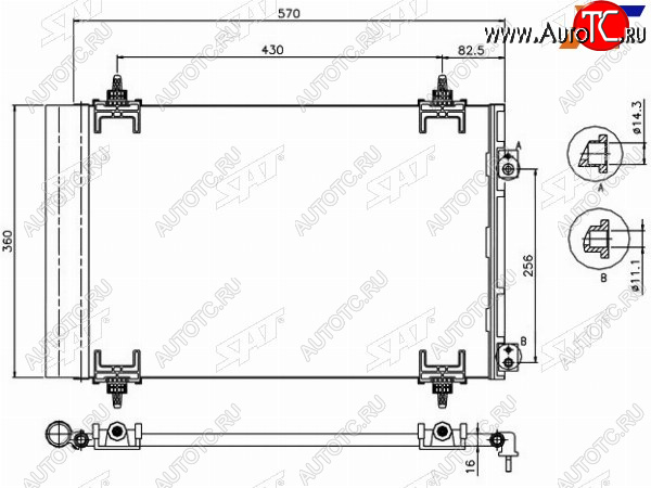 3 899 р. Радиатор кондиционера Citroen Berlingo 08-22  C4 04-11  C4 Picasso 07-14  Peugeot 308 07-15  Cit SAT ST-PG38-394-0  с доставкой в г. Керчь