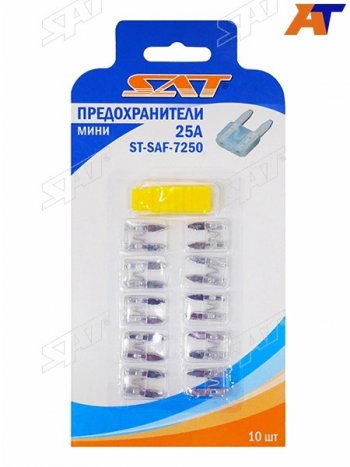 51 р. Предохранитель мини 25А (10 штук) SAT ST-SAF-7250  с доставкой в г. Керчь. Увеличить фотографию 1