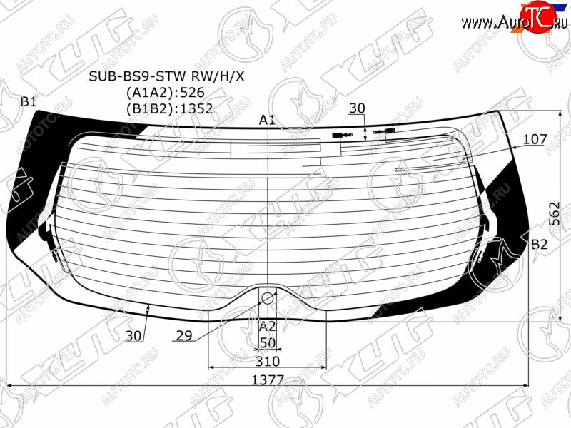 13 749 р. Стекло заднее (Цвет зеленый Обогрев Антенна 5D WGN) Subaru Legacy 15-19  Outback 14-21 XYG SUB-BS9-STW RW/H/X  с доставкой в г. Керчь