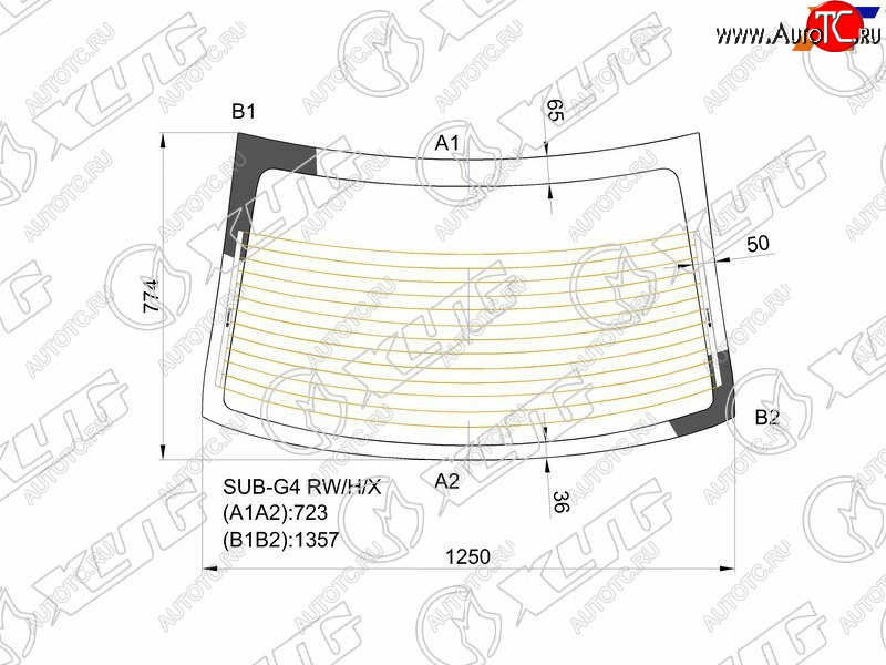 6 649 р. Стекло заднее (Цвет зеленый Обогрев) Subaru Impreza 11-16  Impreza WRX 14-21  Impreza WRX STI 14- XYG SUB-G4 RW/H/X  с доставкой в г. Керчь