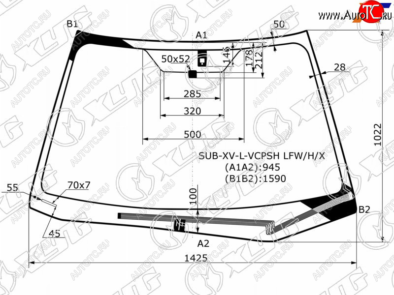 7 699 р. Стекло лобовое (Обогрев щеток Датчик дождя) Subaru Impreza 11-16  XV 11-17  Impreza WRX 14-21  I XYG SUB-XV-L-VCPSH LFW/H/X  с доставкой в г. Керчь