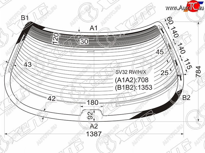 7 249 р. Стекло заднее с обогревом TOYOTA VISTACAMRY HARDTOP 90-94                                           XYG SV32 RW/H/X  с доставкой в г. Керчь