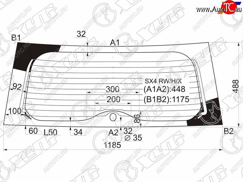 6 599 р. Стекло заднее (Цвет зеленый Обогрев 5D HBK) Suzuki SX4 06-16  Fiat Sedici 06-11 XYG SX4 RW/H/X  с доставкой в г. Керчь