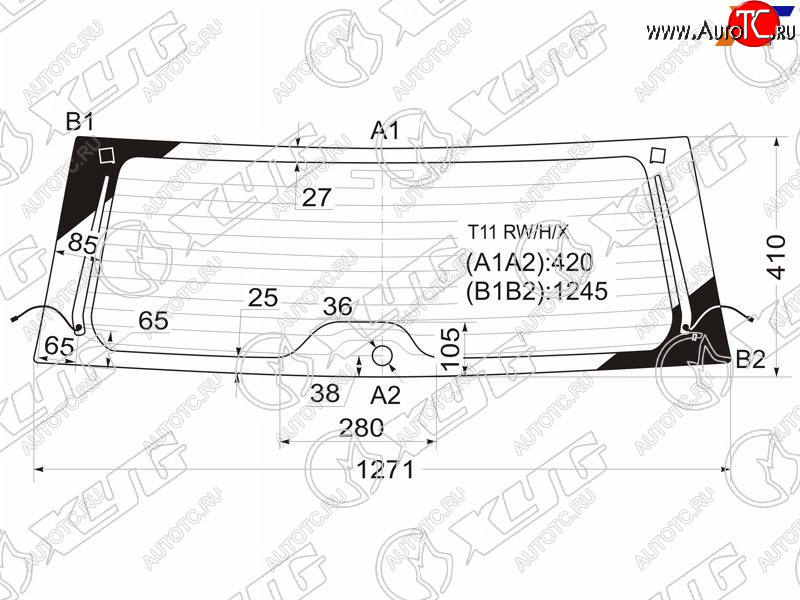 9 749 р. Стекло заднее (Цвет зеленый Обогрев Антенна) Chery Tiggo T11 05-16  Vortex Tingo 10-14 XYG T11 RW/H/X  с доставкой в г. Керчь