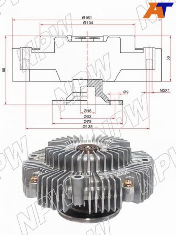 7 549 р. Вискомуфта TOYOTA HILUX 15- 2TR NPW T-163F  с доставкой в г. Керчь. Увеличить фотографию 2