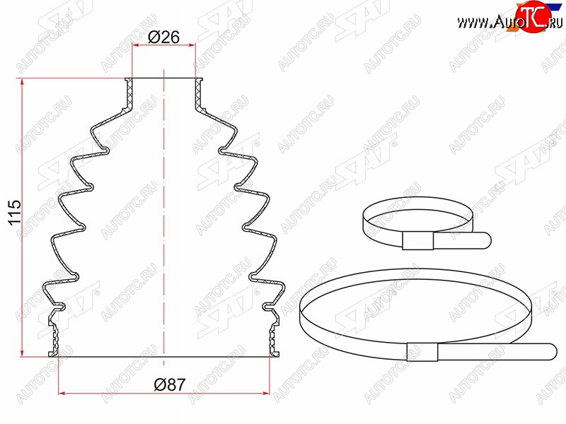 469 р. Пыльник шруса наружный перед VW POLO (2 хомута. термопластик) SAT TC-006  с доставкой в г. Керчь