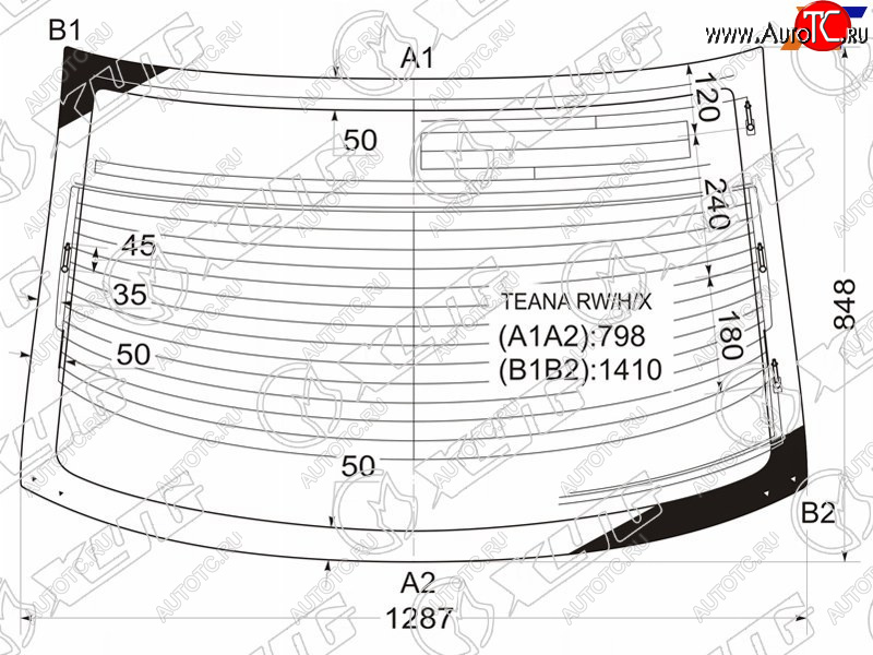 9 749 р. Стекло заднее (Цвет зеленый Обогрев Антенна) Nissan Teana 03-08 XYG TEANA RW/H/X  с доставкой в г. Керчь