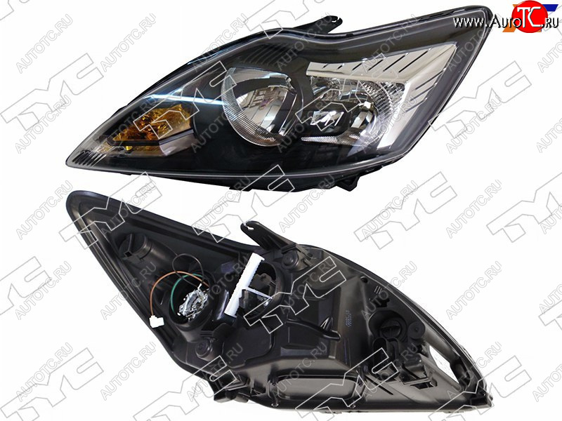 5 599 р. Фара левая (с электрокорректором, черная) TYC  Ford Focus  2 (2007-2011) универсал рестайлинг, хэтчбэк 3 дв. рестайлинг, хэтчбэк 5 дв. рестайлинг  с доставкой в г. Керчь