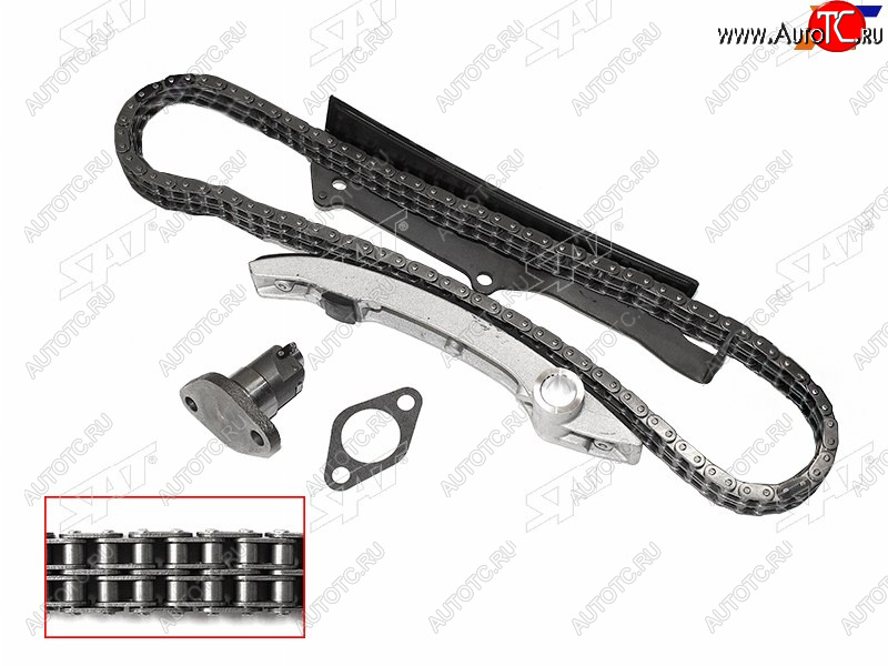 5 849 р. Комплект цепи ГРМ MITSUBISHI PAJERODELICA 4M40 93- цепь двухрядная SAT TK-MB204-N  с доставкой в г. Керчь