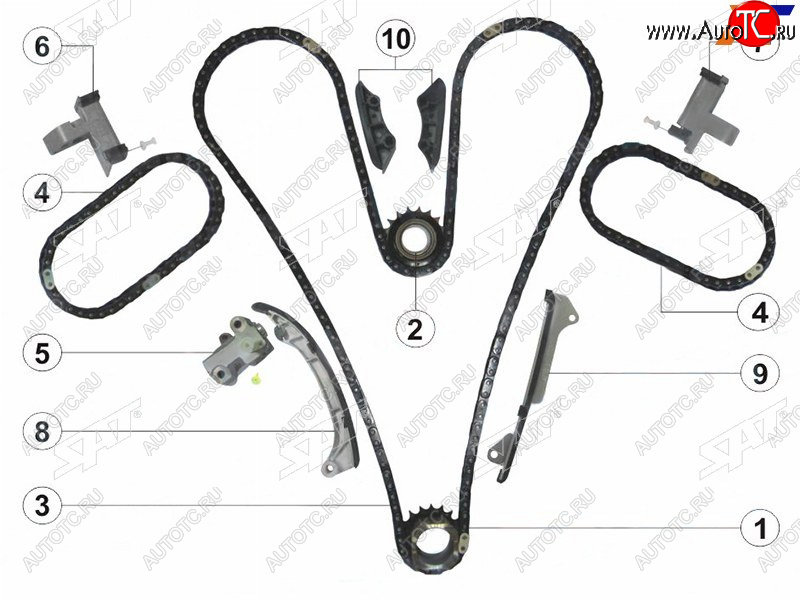 10 899 р. Комплект цепи ГРМ TOYOTA CAMRY,HIGHLANDER,RAV4, LEXUS IS,GS 2-4GR SAT TK-TY212-A  с доставкой в г. Керчь