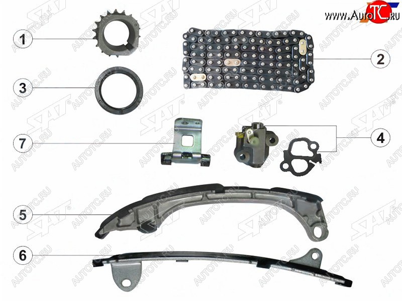 5 999 р. Комплект цепи ГРМ TOYOTA CAMRY,HIGHLANDER,VENZA 09- 1-2AR SAT TK-TY130-B  с доставкой в г. Керчь
