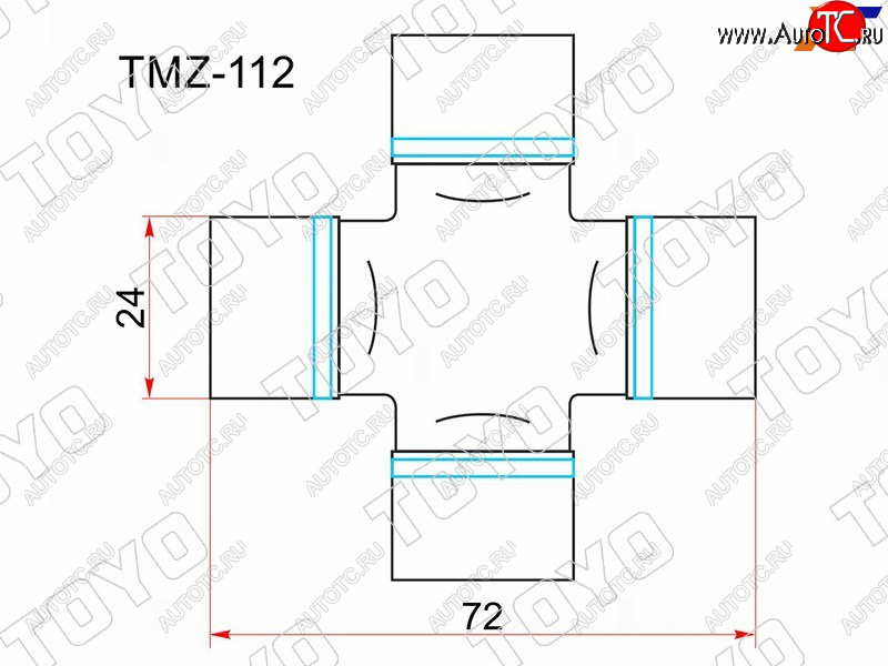 889 р. Крестовина карданного вала RR MZ BONGOFRENDEEMPVTITAN 89- без тавотницы TOYO TMZ-112  с доставкой в г. Керчь