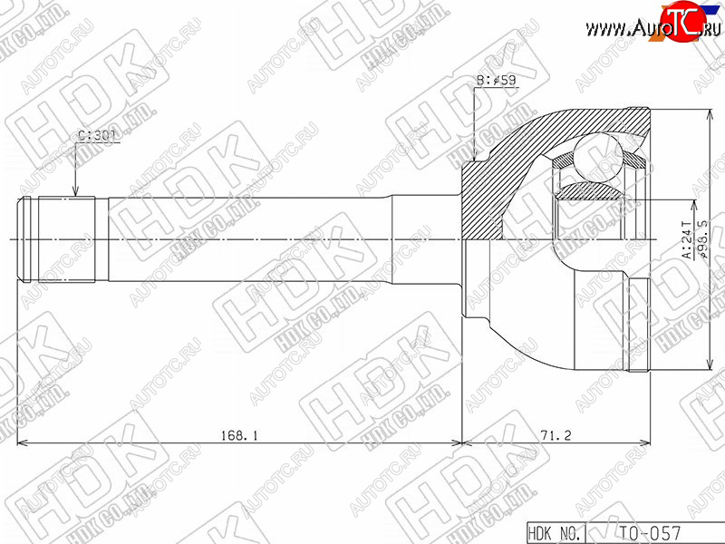 5 949 р. Шрус наружный TOYOTA LAND CRUISER 80105 90-94- короткий HDK TO-057  с доставкой в г. Керчь