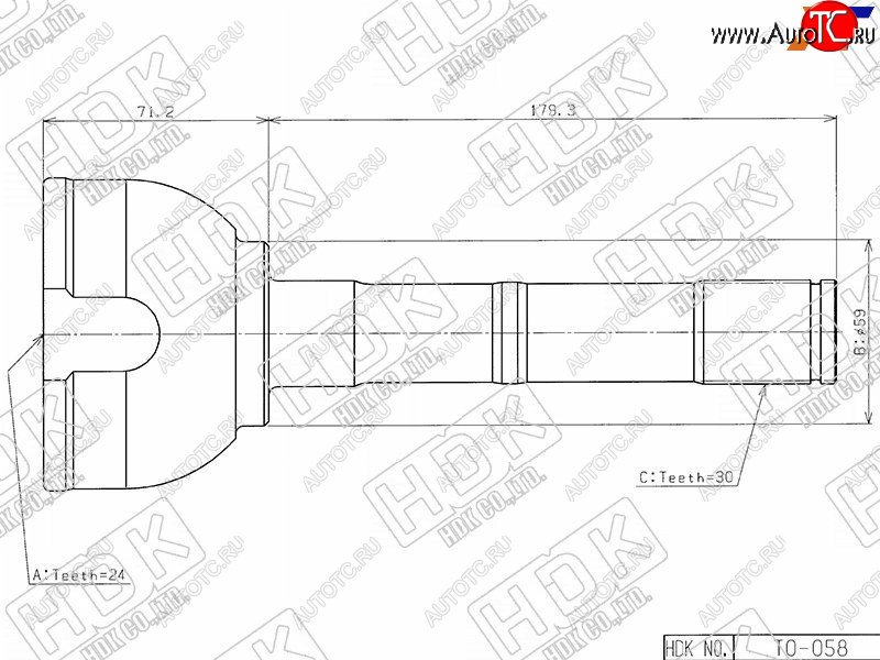 5 999 р. Шрус наружный TOYOTA LAND CRUISER HZJ7# 90- 98HZJ105 1FZ1HZ 4WD 98- HDK TO-058  с доставкой в г. Керчь