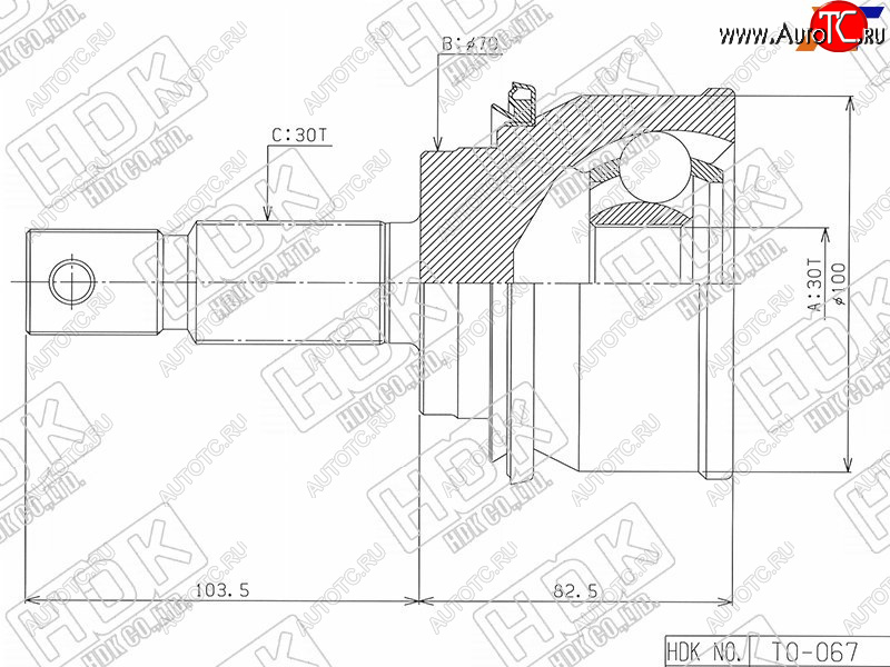 6 199 р. Шрус наружный FR TOYOTA LAND CRUISER PRADO 120150 02-LEXUS GX470 02-09GX460 10-- HDK TO-067  с доставкой в г. Керчь