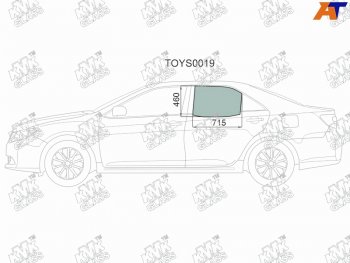 Стекло боковое опускное (Сзади Слева Цвет зеленый) Toyota Camry (XV50) 11-21  Camry USA 11-17     KMK TOYS0019