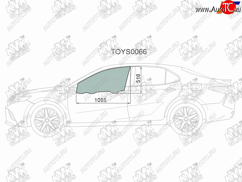 3 199 р. Стекло боковое опускное (Спереди Слева Цвет зеленый) Toyota Camry (XV70) 17-21  Camry UAEUSA 17- KMK TOYS0066  с доставкой в г. Керчь