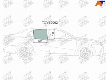 Стекло боковое опускное (Сзади Справа Цвет зеленый) Toyota Camry (XV70) 17-21  Camry UAEUSA 17-2 KMK TOYS0062
