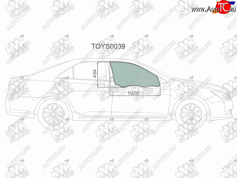 2 599 р. Стекло боковое опускное (Спереди Справа Цвет зеленый) Toyota Camry (XV50) 11-18  Camry UAEUSA 11 KMK TOYS0039  с доставкой в г. Керчь