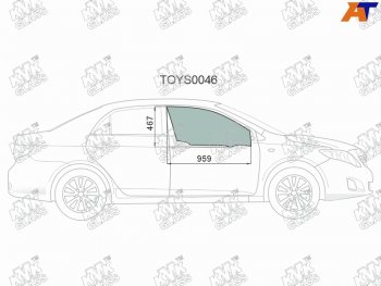 Стекло боковое опускное (Спереди Справа Цвет зеленый) Toyota Corolla (E150) 06-13  Corolla USA (E KMK TOYS0046