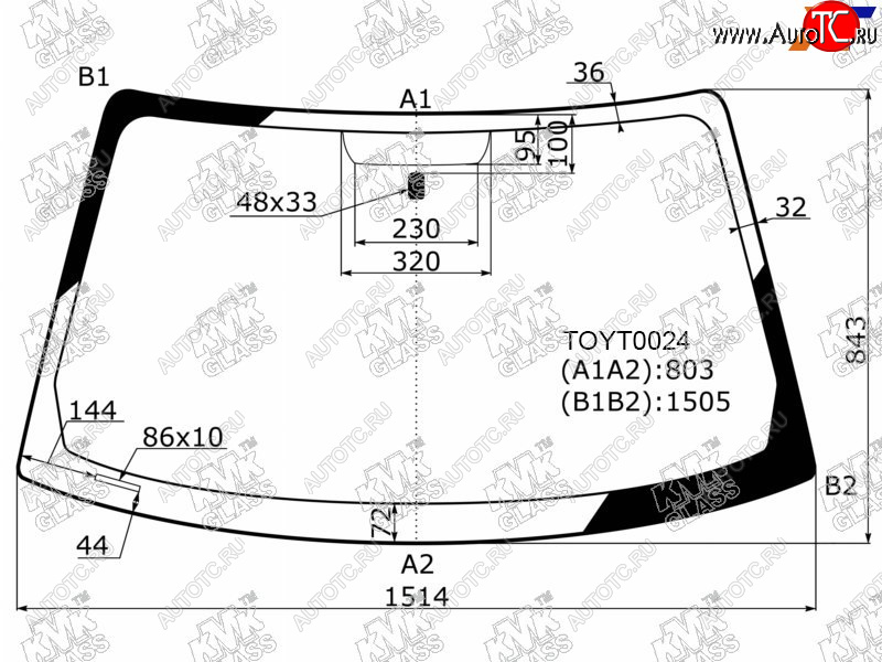 5 699 р. Стекло лобовое TOYOTA CAMRY GRACIA 45D 96-01MARK II QUALIS 97-02                                   KMK TOYT0024  с доставкой в г. Керчь