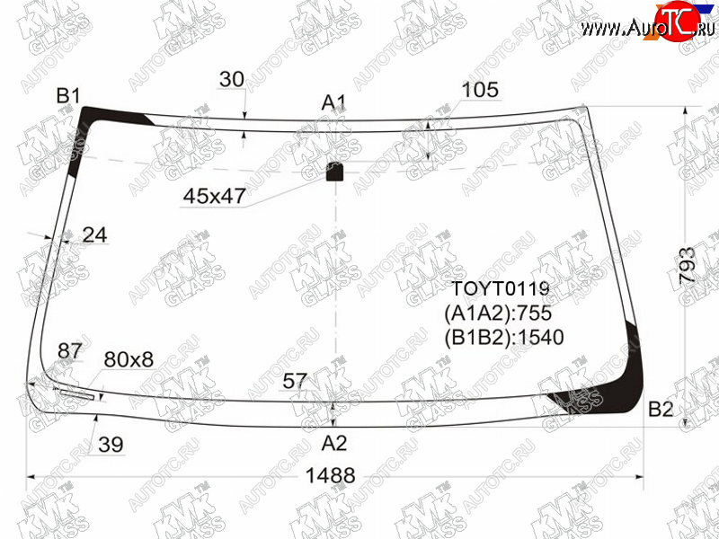 4 799 р. Стекло лобовое TOYOTA LAND CRUISER PRADO 35DLEXUS GX470 02-09                                      KMK TOYT0119  с доставкой в г. Керчь