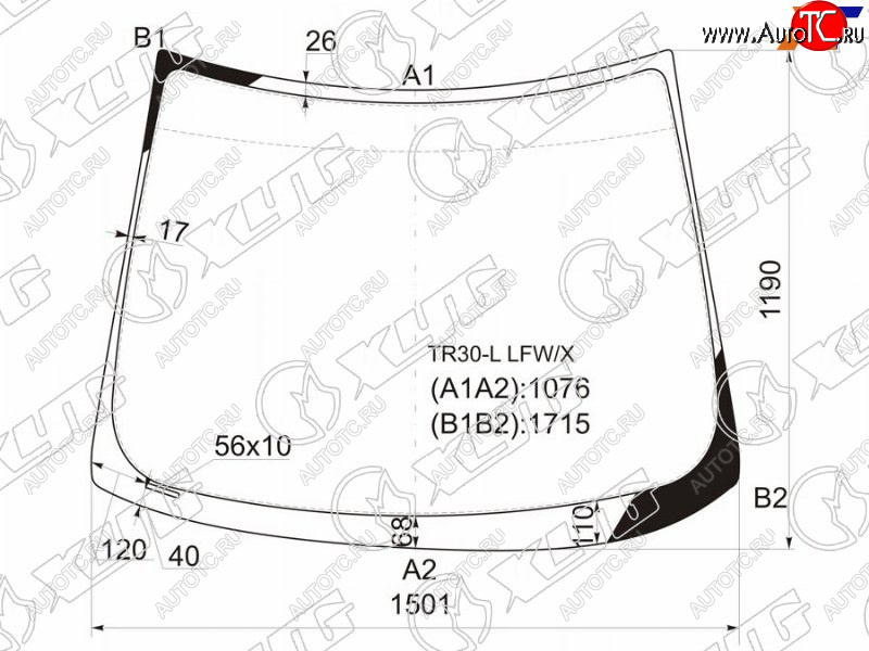 8 949 р. Стекло лобовое Toyota Estima 00-05  Previa 00-07 XYG TR30-L LFW/X  с доставкой в г. Керчь